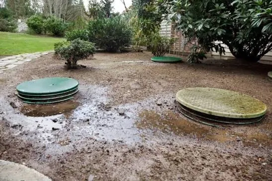 Aerobic septic tank being pumped at a home in Comal County, Texas