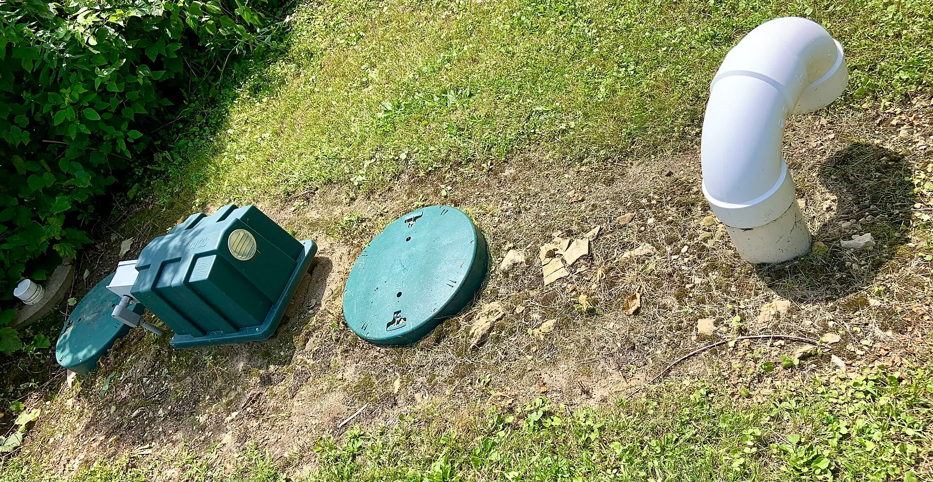 Aerobic septic tank being pumped at a home in Comal County, Texas